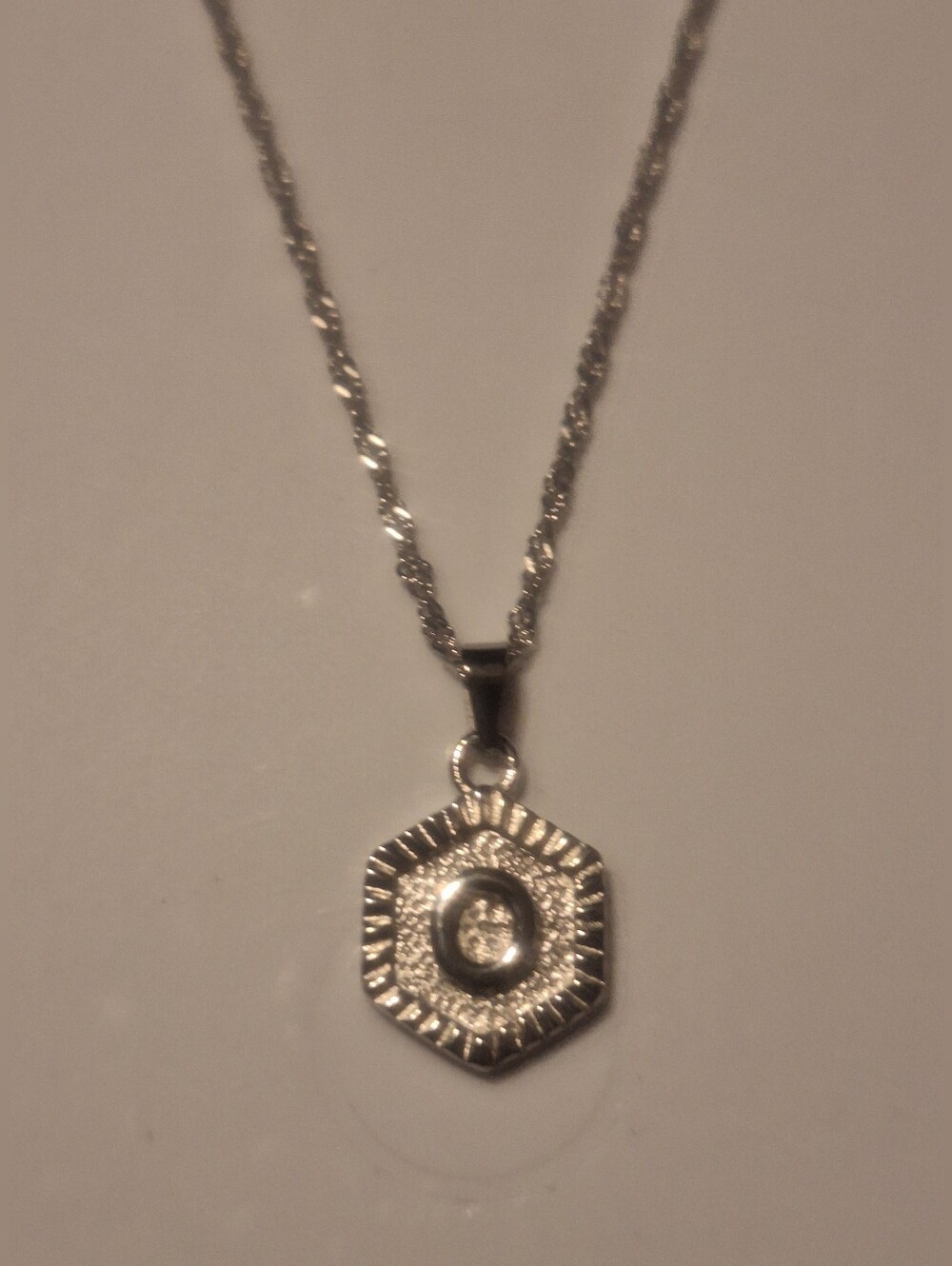 Oak & Ivy Boutique Stainless Silver Tone "O" Initial Adjustable Necklace NWOT